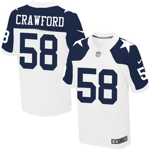 Men's Elite Jack Crawford Nike Jersey White Alternate - #58 Throwback NFL Dallas Cowboys